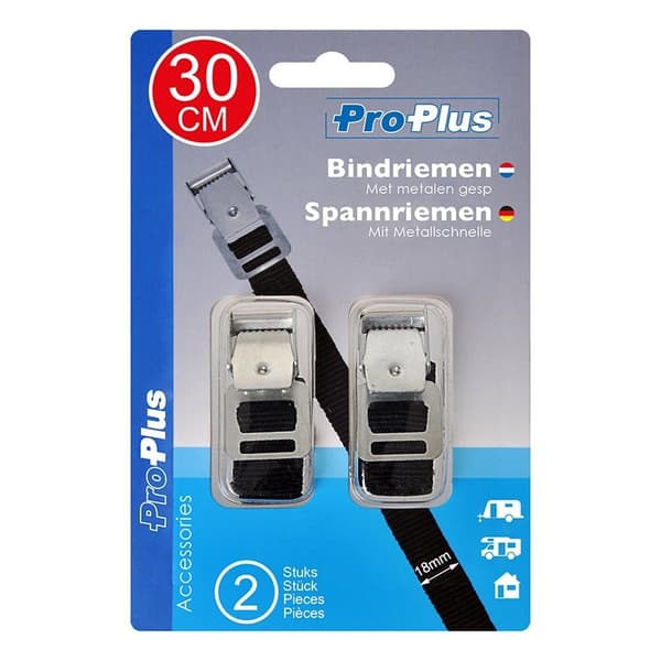 Knyt stropper med metallspenne 18mm-30cm - sett med 2 stk