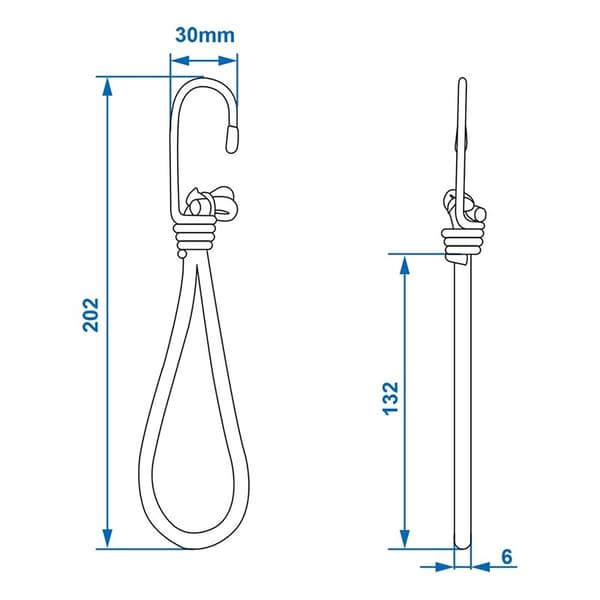 Metallikoukku elastisella silmukalla perävaunuverkolle/teltalle/peitille