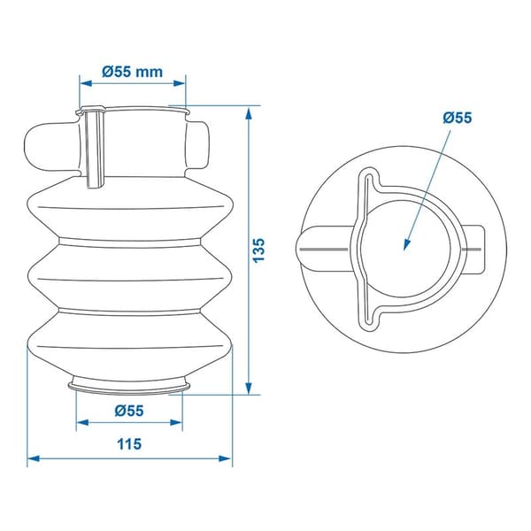 Koblingsgamacher 55/55mm L=135 passer til Knott / Avonride i blister