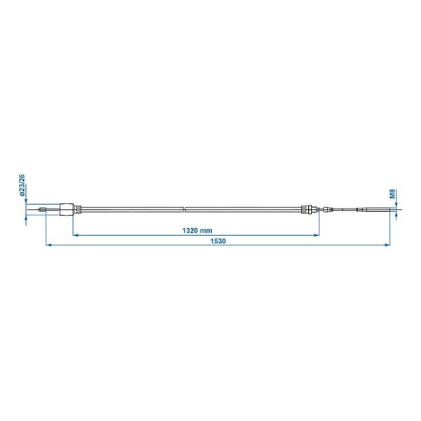 Bremsekabel 1320/1530mm kopp Ø26mm egnet for AL-KO < '97