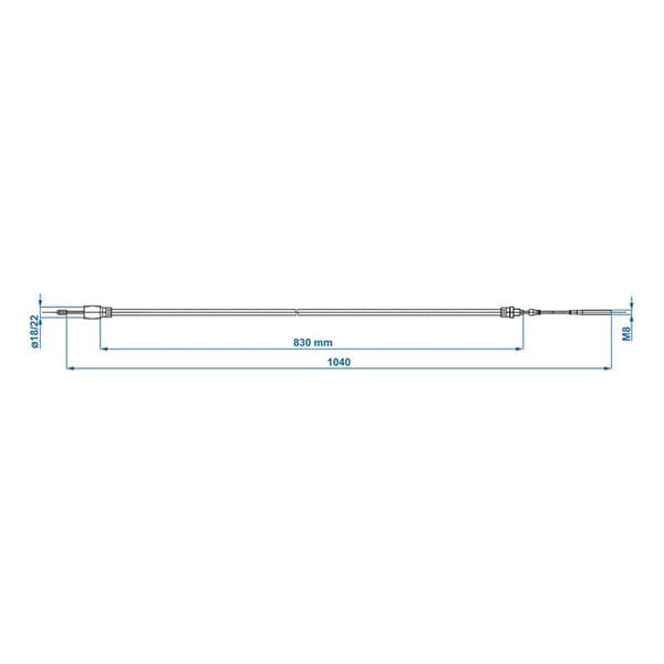 Bremsekabel 830/1040mm kopp Ø22mm egnet for Knott/Schlegl/Nieper/Avonride/BPW