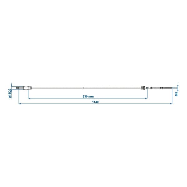 Bremsekabel 930/1140mm kopp Ø22mm egnet for Knott/Schlegl/Nieper/Avonride/BPW