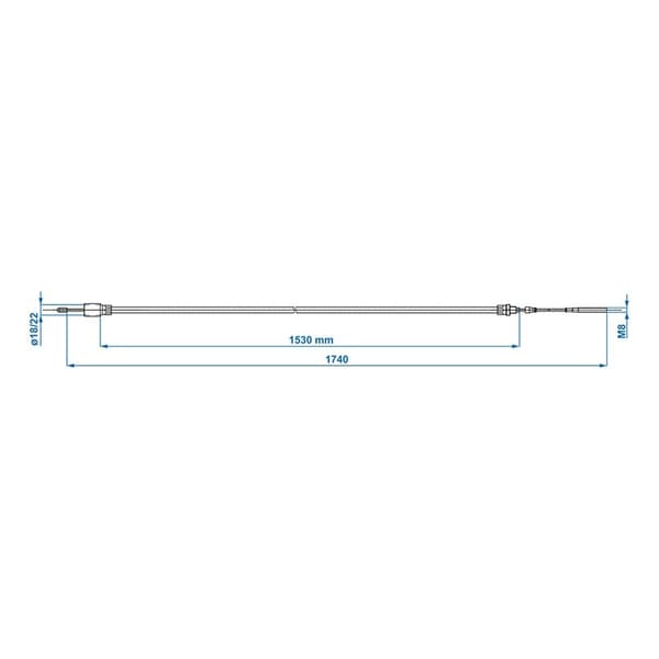 Bremsekabel 1530/1740mm kopp Ø22mm egnet for Knott/Schlegl/Nieper/Avonride/BPW