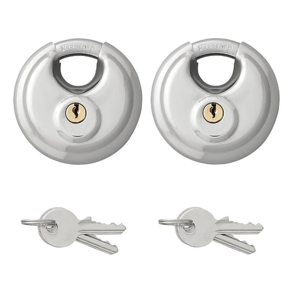 Kiekkolukko 70mm 2 kpl avaimia yhtäläisesti läpipainopakkauksessa
