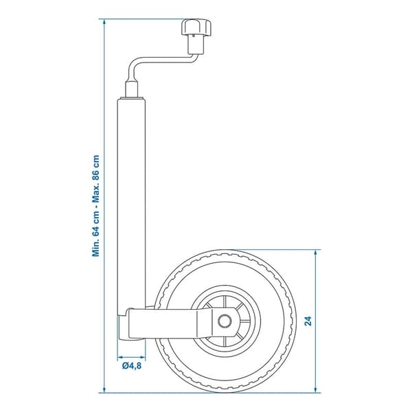 Jockey-pyörä 48mm muovivanne ilmarenkaalla 260x85mm