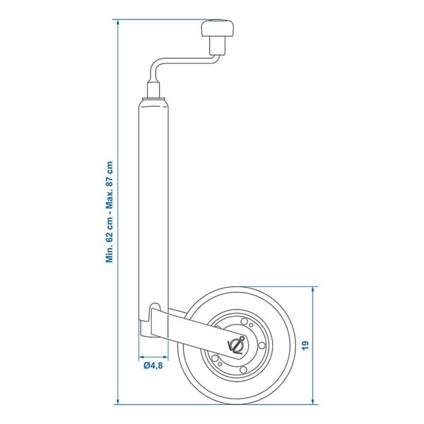 Jockeyhjul 48mm metallfelg med solid gummidekk 200x50mm