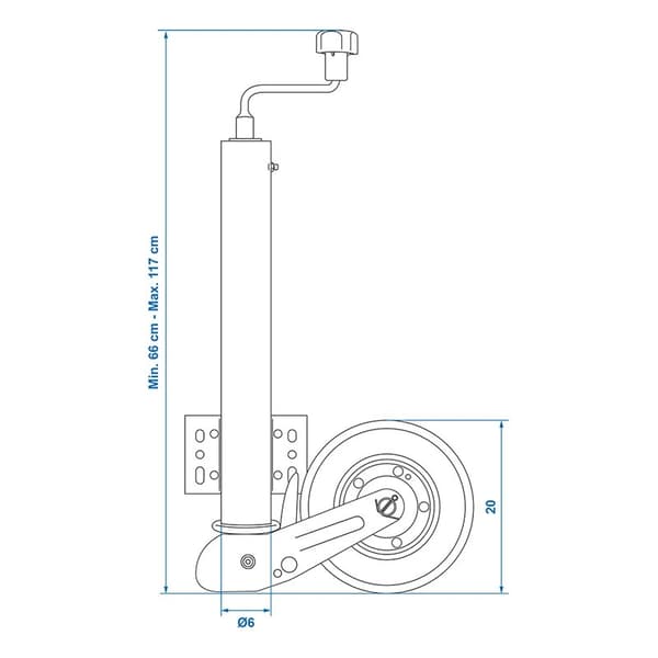Jockey-pyörä 60mm metallivanne umpikumirenkaalla 200x60 taitettava