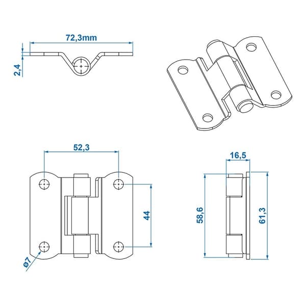 Hengsel 73x61mm i blister