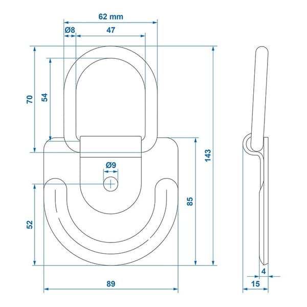 Lastsurrning D-ring 89 x 85 mm