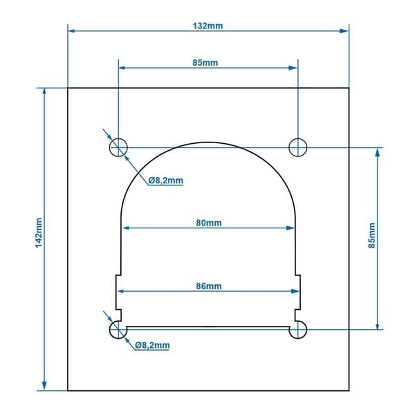 Bagplade til surringsanker enkelt 142x132mm
