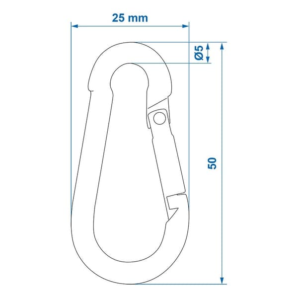 Karabiinikoukku metalli 5x50mm