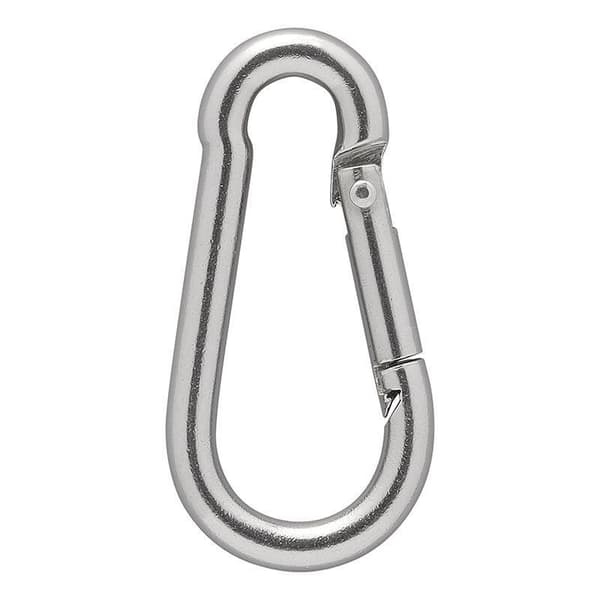 Karabiinikoukku ruostumatonta terästä 5x50mm 2 kpl läpipainopakkauksessa