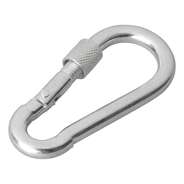 Karabiinikoukku metallia 8x80mm ruuvilukolla 2 kpl läpipainopakkauksessa