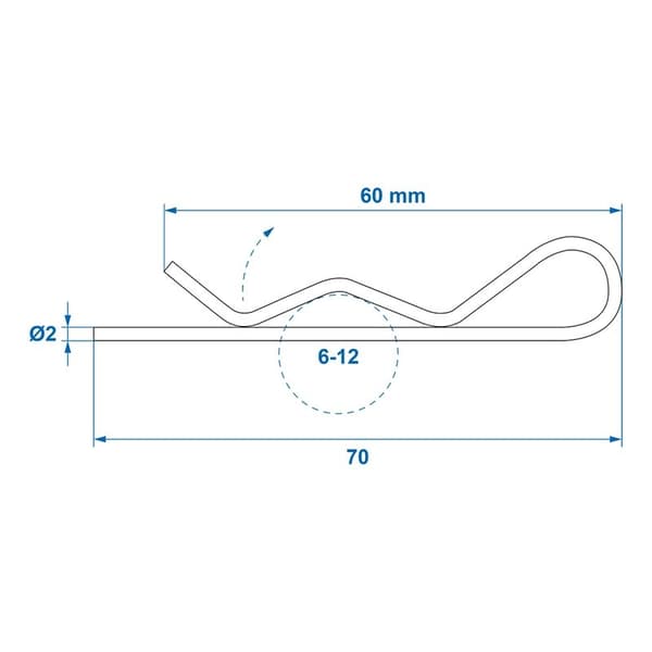 Kiinnitystappi yksittäinen 2mm / 6-12mm