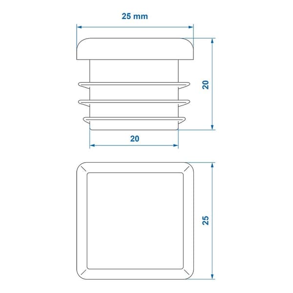 Ändlock 25x25mm 4 stycken i blister