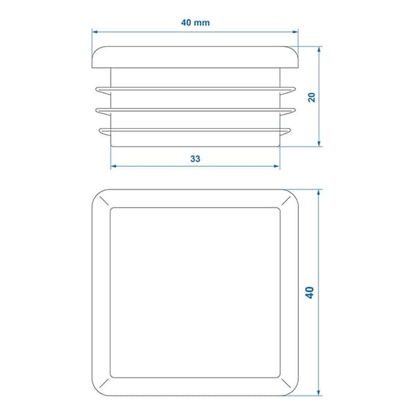 Endelokk 40x40mm 4 stk i blister