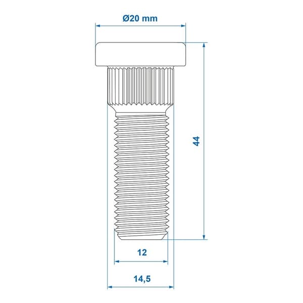 Hjulbolt M12x1,5 riflet 14,5 mm
