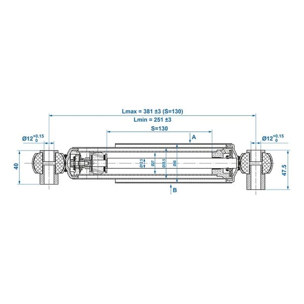 Støtdemper 900-1300kg CC=250-380 - sett med 2 stk.
