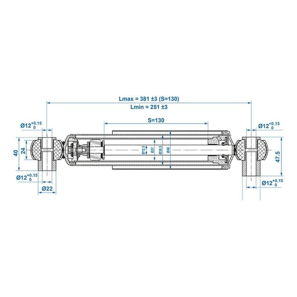 Støtdemper 900kg CC=250-380 - sett med 2 stk