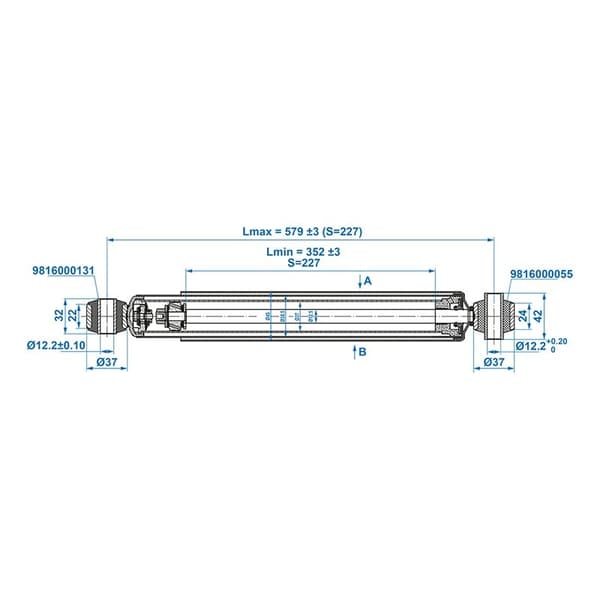 Iskunvaimennin sopii Boge/BPW/Hahn/Peitz 1500-3000kg CC=350-580 1 kpl
