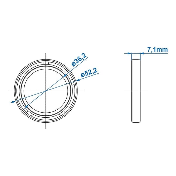 Navtætning 38x52x7mm