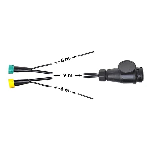Ledningsnet 9M med stik 13-pin og 2x stik 5-pin + 6M DC
