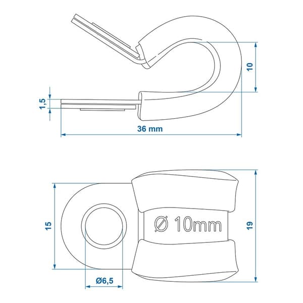 Kaapelikiristin 10 mm kumisuojalla