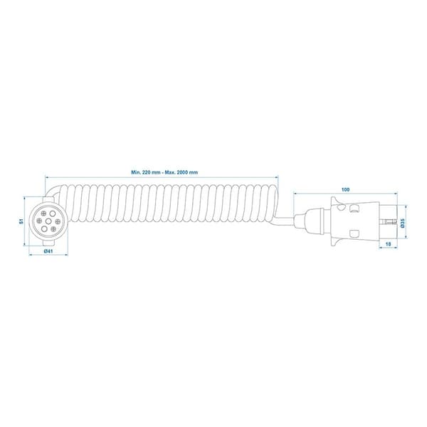 Spiralkabel 3M 2x 7-pins plugg PVC i blister