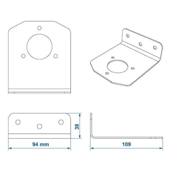 Monteringsplate metall vinklet 9,4 x 10,9 cm
