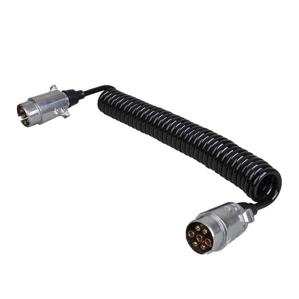 Spiralkabel 4,5M med 2x 7-benet stik metal i blister