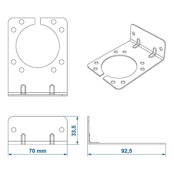 Monteringsplade metal vinklet 9,25 x 7 cm