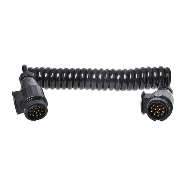 Spiralkabel 3,5M 13 ledninger med 2x 13-pinners plugg PVC i blisterpakning
