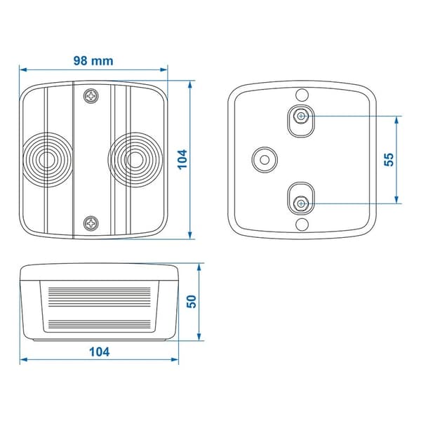 Baglygte 4 funktioner 98x104mm