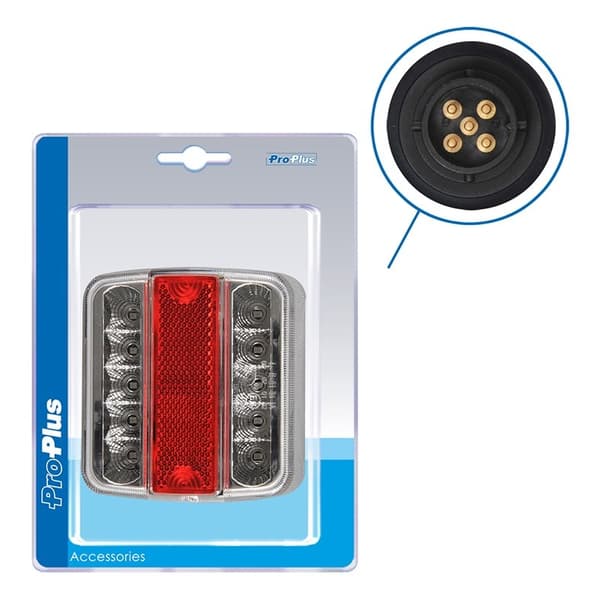 Baklykt 4 funksjoner 98x105mm 14LED med 5-pinners EC i blister