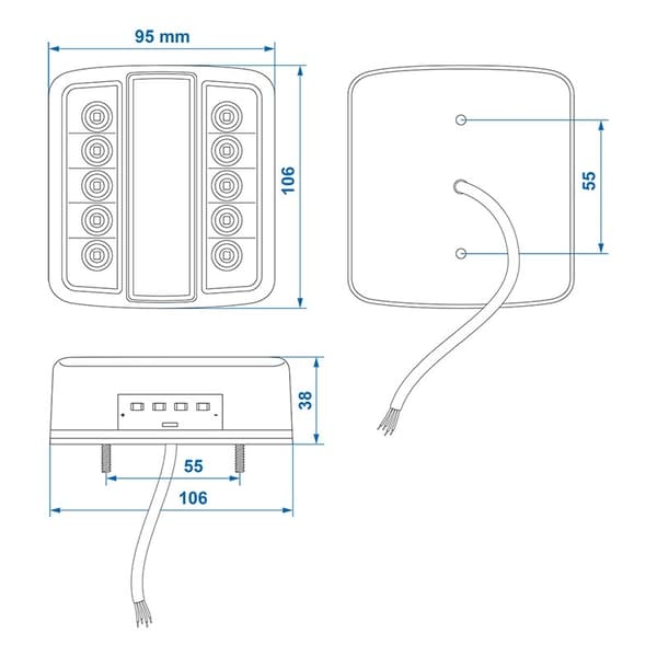 Baklykt 4 funksjoner 98x105mm 14LED PM