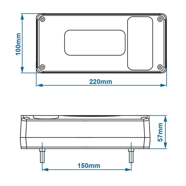 Baklykt 6 funksjoner 215x100mm venstre