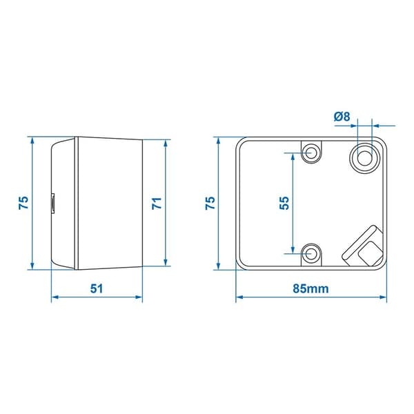 Tågebaglygte 75x85mm
