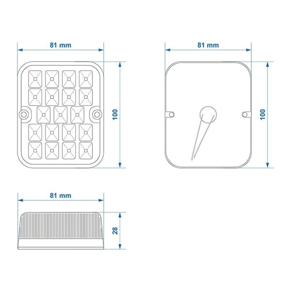 Tågebaglygte 100x81mm 19LED