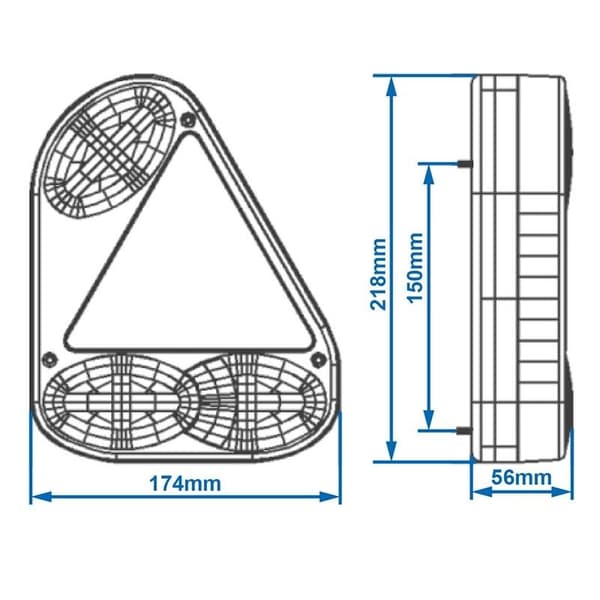 Baklykt 5 funksjoner 218x174mm høyre Q-Parts