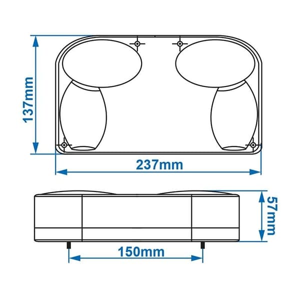 Baklykt 6 funksjoner 237x137mm venstre
