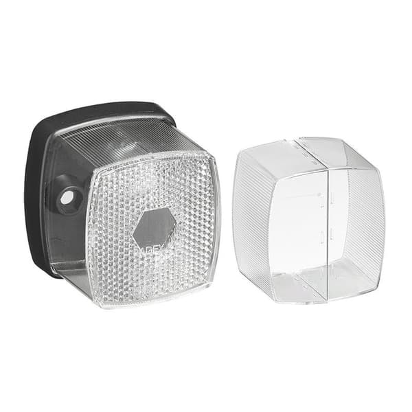 Posisjonslampe foran hvit 66x62mm med reflektor
