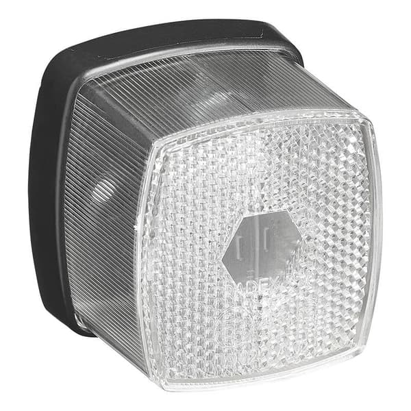 Posisjonslampe foran hvit 66x62mm med reflektor