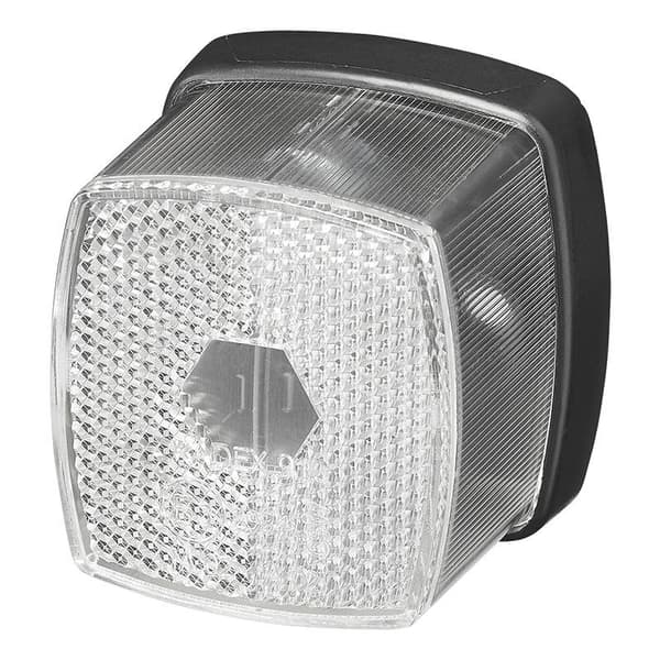 Posisjonslampe foran hvit 66x62mm med reflektor