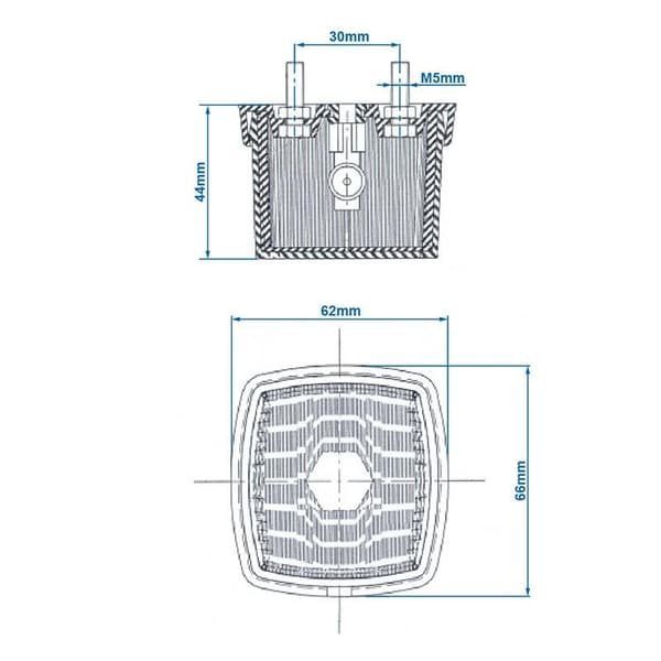 Front posisjonslampe hvit 66x62mm i blister