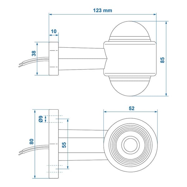 Konturmarkeringslampe rød/hvit 120mm rett
