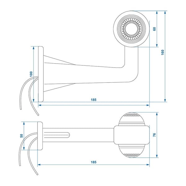 Konturmarkeringslampe rød/hvit 185mm rett vinkel