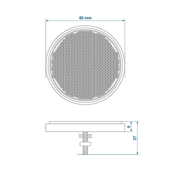 Heijastin punainen 60mm pultilla 5mm läpipainopakkauksessa