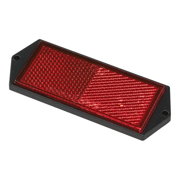 Reflektor rød 104x40mm skruet på