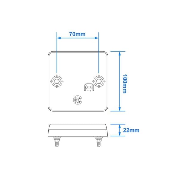 Baklykt 12/24V 4 funksjoner 100x100mm LED