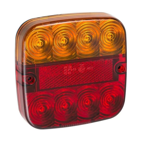Baklykt 12V 5 funksjoner 107x107mm 8LED i blister